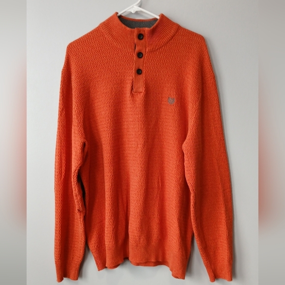 Chaps Other - Chaps Orange Mock Neck Sweater Elbow Patches Men's Size XL Academia Preppy